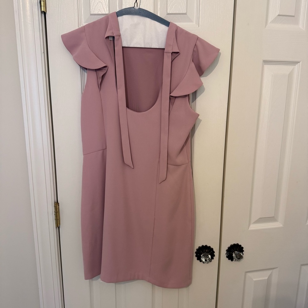 Adelyn Rae Mauve Ruffle Sleeve Mini Dress